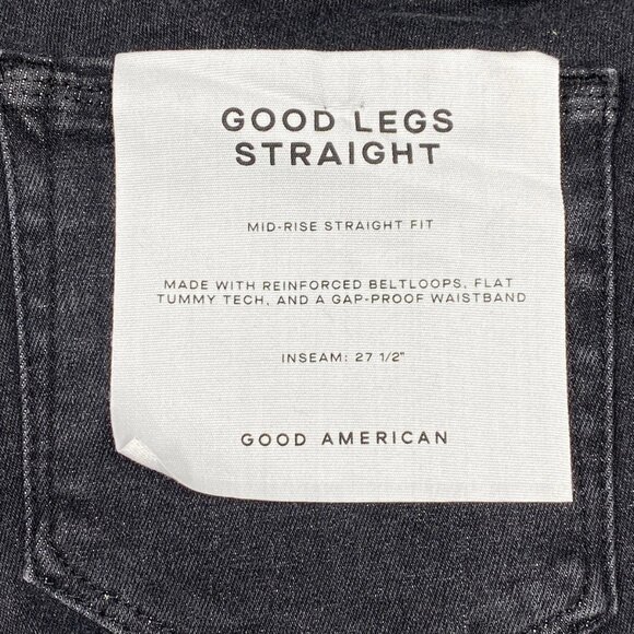 NEW GOOD AMERICAN Women's Good Legs Straight Jeans Black Size 8/29 Mid Rise - Picture 2 of 8
